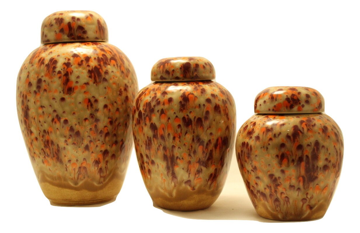 Burgandy and Orange Crystals Ceramic Jar with Lid,Keepsake ...