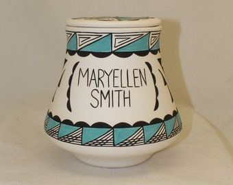 Special Order, Native American Special Order Adult Cremation Urn, Ceramic Jar with lid for Human Ashes, art pottery, handmade