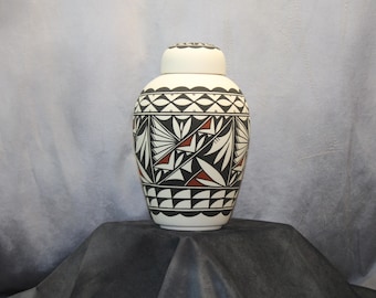 Native American Adult Urn, large traditional cremation urn hand painted art pottery