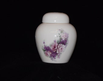 Cremation Urn, Ceramic jar with lid,urn Jar with lid,  jar, art pottery, handmade, Pink roses & orchid flowers