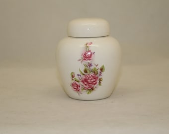 Pink Roses Ceramic Cremation Urn, Handmade Art Pottery, Baby/Infant or Cat Urn