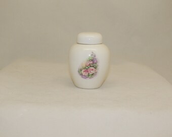 Pink Roses Tiny Ceramic Cremation Urn, Infant or Pet Loss
