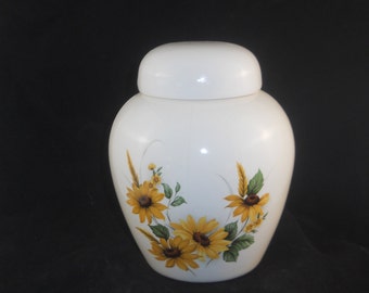 Sunflower Cremation Urn, Ceramic Jar with Lid, Pet Urn, Cat Urn, Dog Urn, Small Urn for Ashes, Keepsake Urn, Art Pottery, handmade