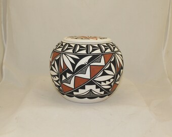 Native American Urn Ceramic Jar with Lid Adult Cremation Urn for Human Ashes, Hand Painted Art Pottery Memorial Urn