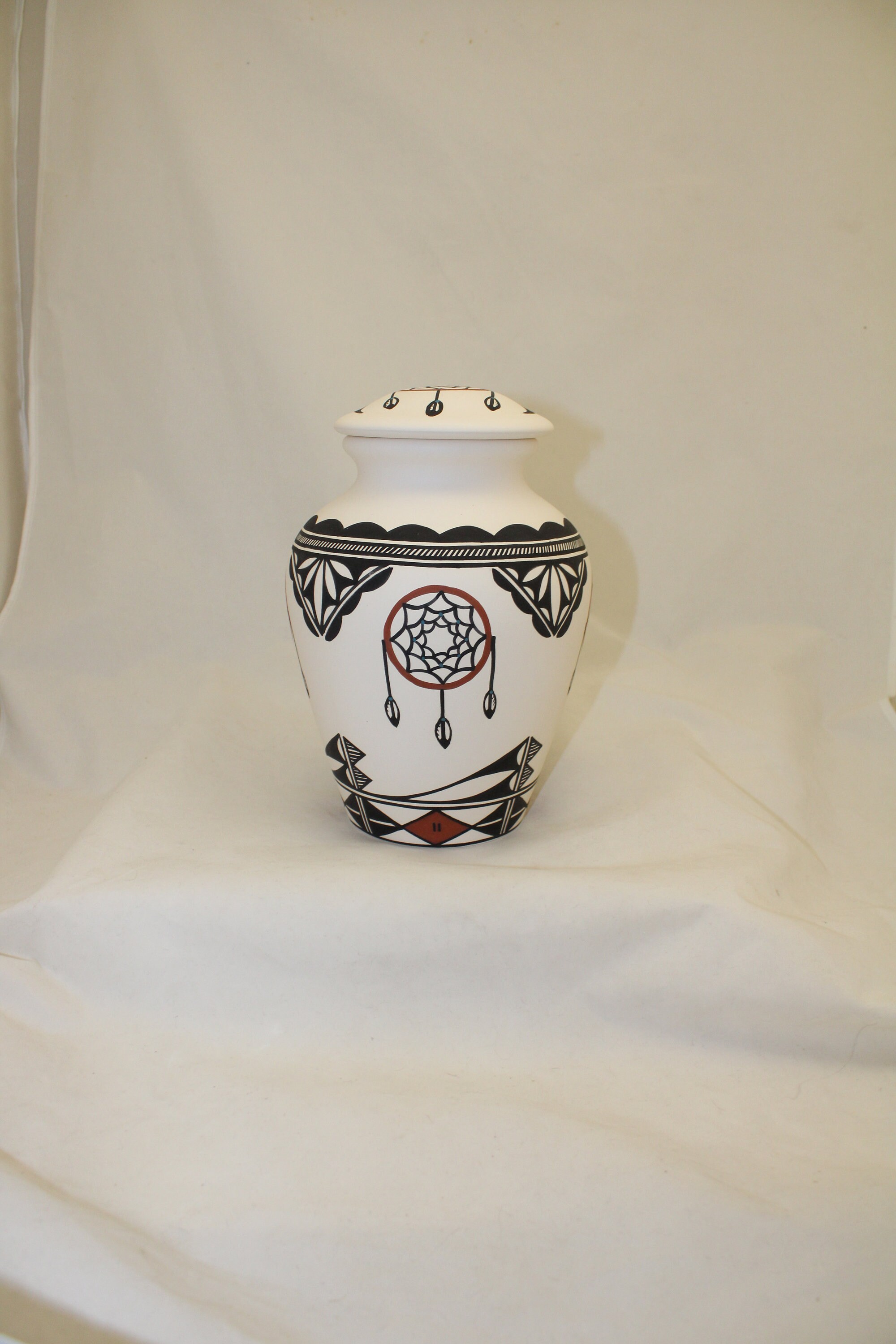 Dream Catcher Native American Hand Painted Large Cremation Urn, Native