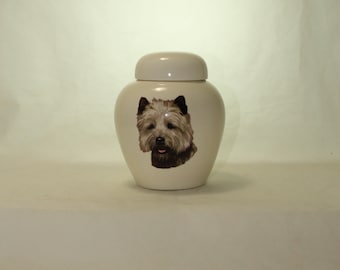 Handmade Carin Terrier Cremation Urn, Ceramic Pet Ashes Keepsake