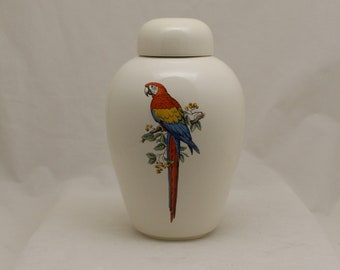 Handmade Ceramic Cremation Urn for Ashes, Parrot Art Pottery