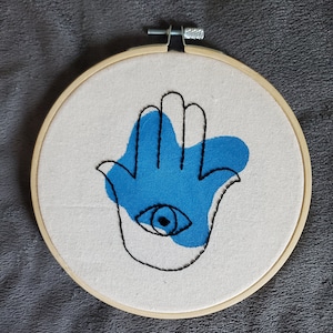 Hand of Hamsa Hand Embroidered Wall Art