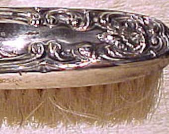 Antique ART NOUVEAU STERLING Silver Clothes Brush 1900 Poppies