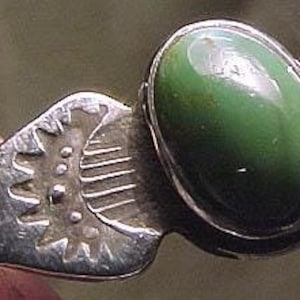 Sterling Silver Tribal Southwest Turquoise Brooch 1920s 1930s