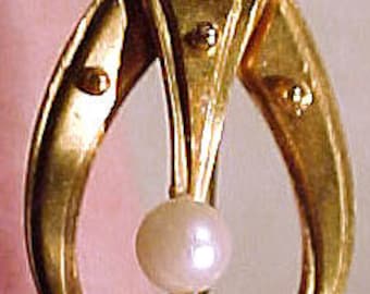 Art Nouveau 14K Pearl Stickpin 1885 1900 Yellow Gold Stick Pin