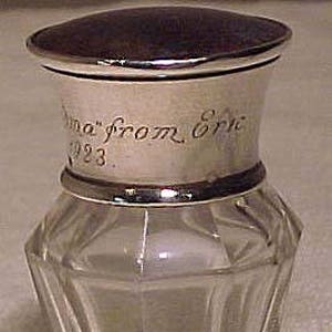 Sterling Silver Cut Glass & Celluloid Smelling Salts Bottle 1922