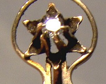 10K Diamond Pearl Gentleman's Stickpin Stick Pin Victorian 1890
