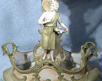 Stunning Hand Painted Art Nouveau Porcelain Centerpiece 1890 1900