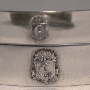 2 Theta Kappa Sigma Sterling Silver Hair Barrettes 1950s