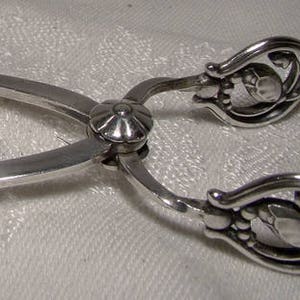 1920s Georg Jensen Blossom Sterling Silver Sugar Tongs