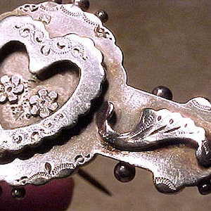Victorian Sterling Silver SWEETHEART Friendship Brooch HEART 1875