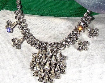 Jayflex Sterling Silver and Rhinestones Necklace 1950s - 1960