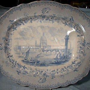 R.A. Kidston 20&quot; London Scene United Kingdom Meat Platter 1840s