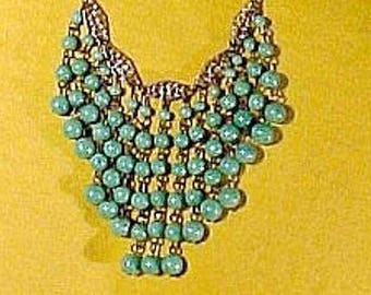 Czech Art Deco PEKING Glass Fringed SP Necklace 1920s