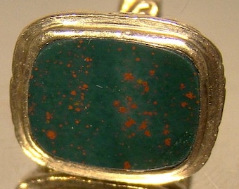 19thC 12K Gold Bloodstone Watch Fob Antique