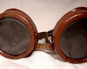 Bakelite Art Deco Welding Goggles with Glass Lenses 1930s