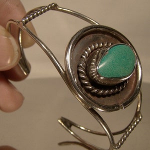 Navajo Sterling Silver Turquoise Southwest Cuff Bracelet 1950s