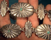 STERLING Silver TURQUOISE Concha Concho BELT Navajo Southwest 1960s