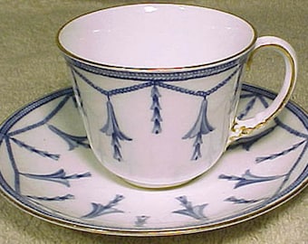 Royal Crown Derby Bluebells on Chain 4685 Demitasse Cup and Saucer 1910-1920