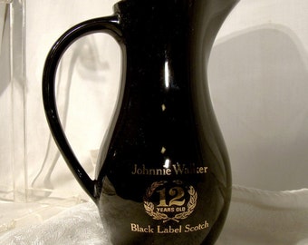 Johnnie Walker Black Label Scotch Wade Barware Advertising Water Pitcher or Jug 1970s