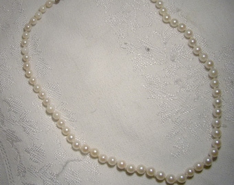 Cultured Pearls Strand Necklace with Sterling Clasp 1950s - 65 Pearls
