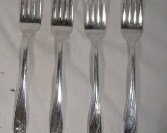 4 Rogers International Daffodil 7" Luncheon Forks 1950