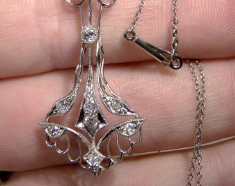 Edwardian Platinum and Diamonds Necklace with Appraisal 1905 1910