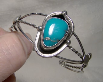 Mexican Turquoise Sterling Silver Bracelet 1930s