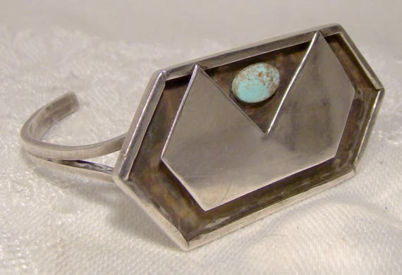 Sterling Silver Turquoise Navajo Bracelet 1960s-1… - image 1