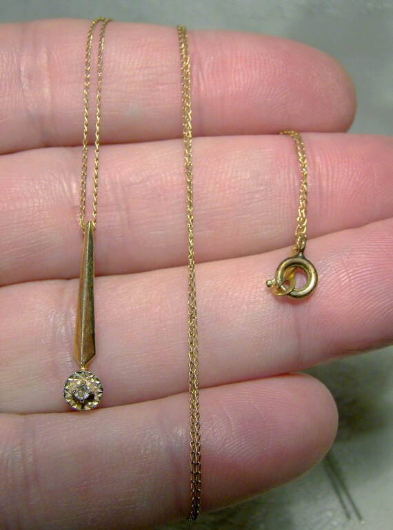 14K Yellow Gold Diamond Pendant on 10K 