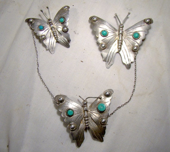 1930s Mexican Sterling Silver Three Butterfly Swe… - image 1