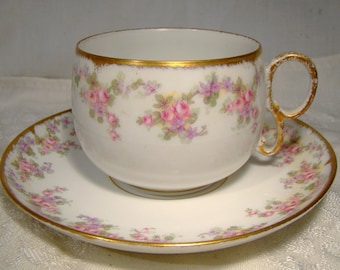 Limoges Bridal Wreath Tea Cup and Saucer Bawo & Dotter Teacup