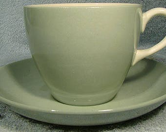 Wedgwood Barlaston Green Tea Cup and Saucer Teacup