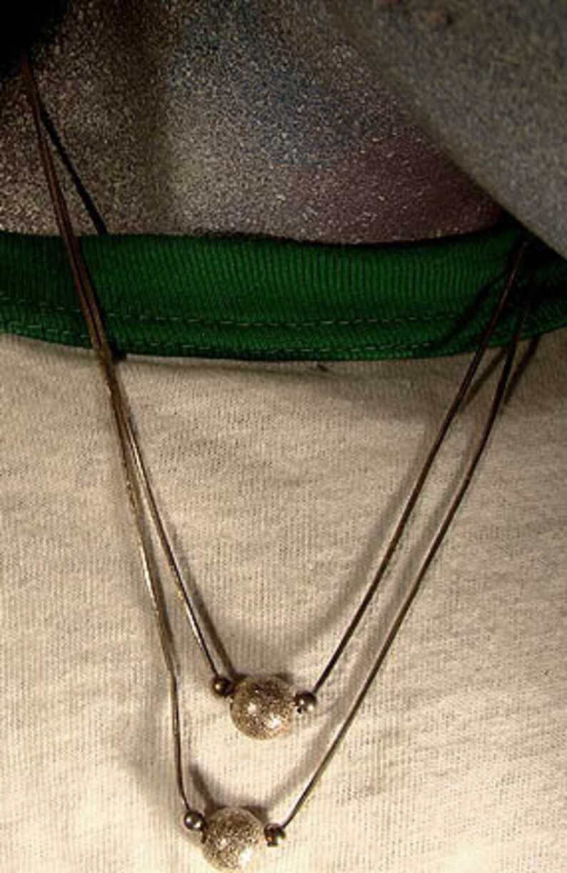 STERLING Silver Modernist Two Strand NECKLACE 1970s