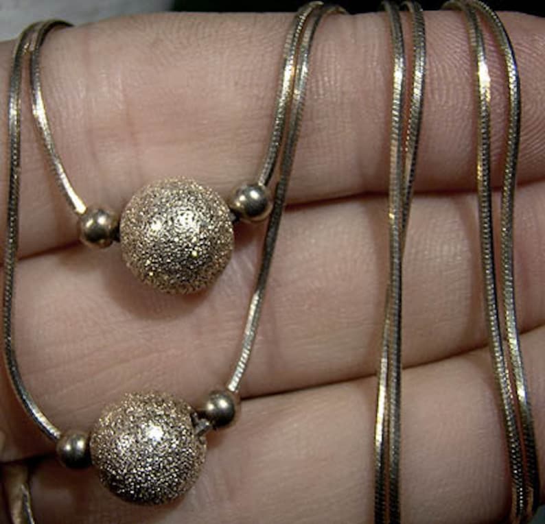 STERLING Silver Modernist Two Strand NECKLACE 1970s