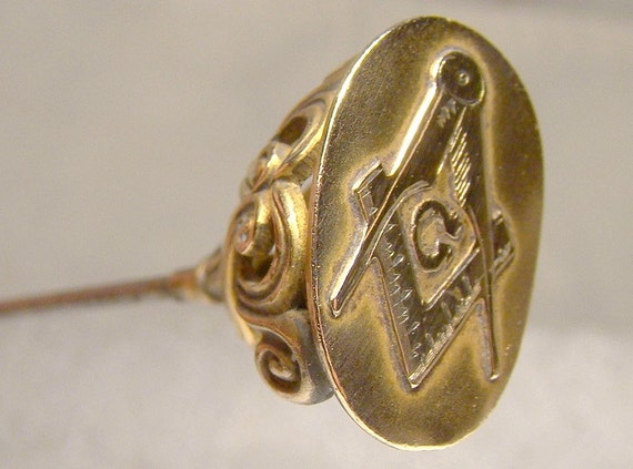 Masonic Lodge Art Nouveau Gold Plate Hatpin 1890 1900 Eastern Star
