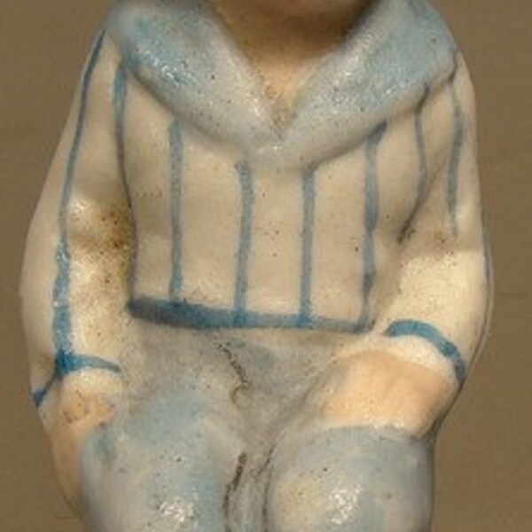 Antique Victorian Tiny Bisque Boy Shelf Sitter Figurine c1890