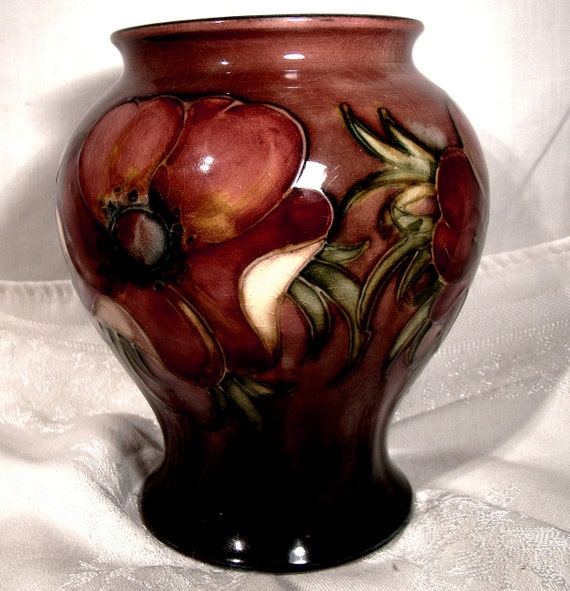 Moorcroft Flambe Anemone Vase 1947 - 1953 English Art Pottery 5-7