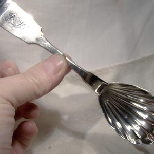 U.S. Coin Silver Fiddle Pattern Sugar Spoon 1840s-1860s