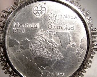 1976 Montreal Olympiad Olympics 5 Dollar Sterling Silver Coin in