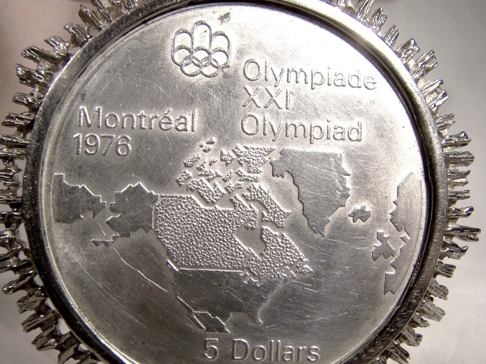 1976 Montreal Olympiad Olympics 5 Dollar Sterling Silver Coin in