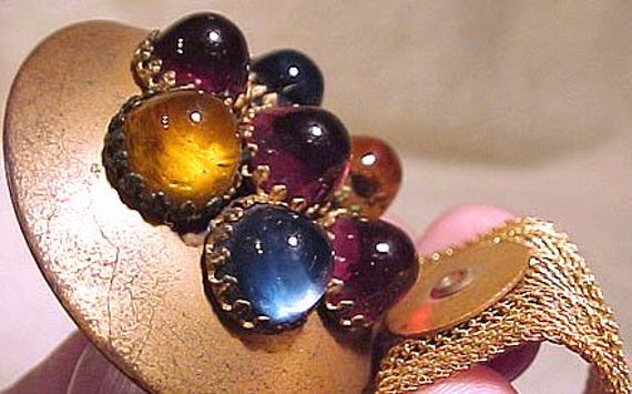 Adjustable Gold Plated Mesh Belt With Colourful Glass  display picture 2