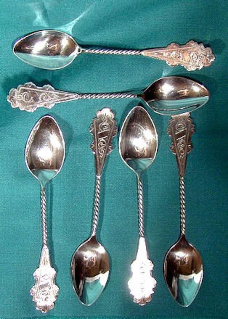 Set of 6 Dutch Silver Engraved Coffee Spoons Etsy