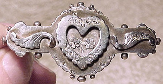 Victorian Sterling Silver SWEETHEART Friendship Brooch HEART 1875